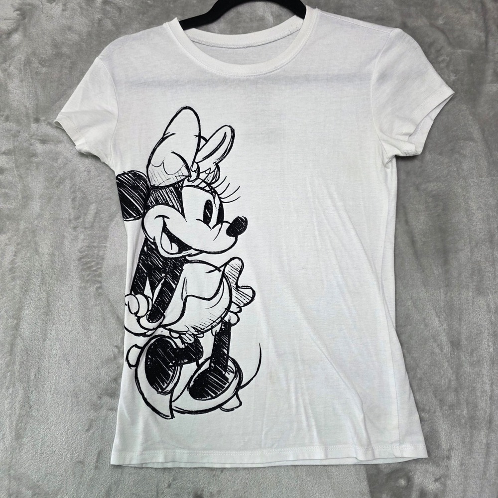 Disney Minnie Mouse Sketch Graphic T-Shirt White Small